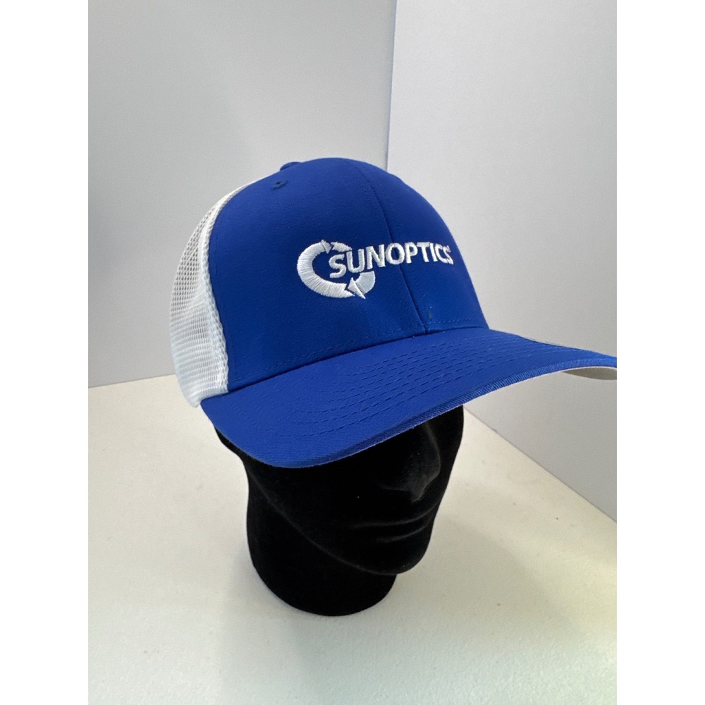 Flexfit 110 Sunoptics Trucker Hat Blue White Mesh Snapback Cap Yupoong One Ten